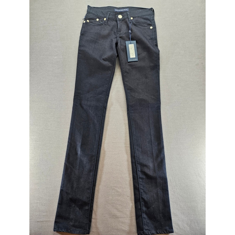 Rock & Republic Jessa In Protest Lowrise Skinny Jeans Black JSA0150 Size 23-32